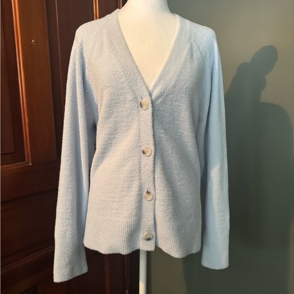 Loft Plus Size 16/18 Cashmere-like Button Down Cardigan Sweater Light Blue - Picture 2 of 10